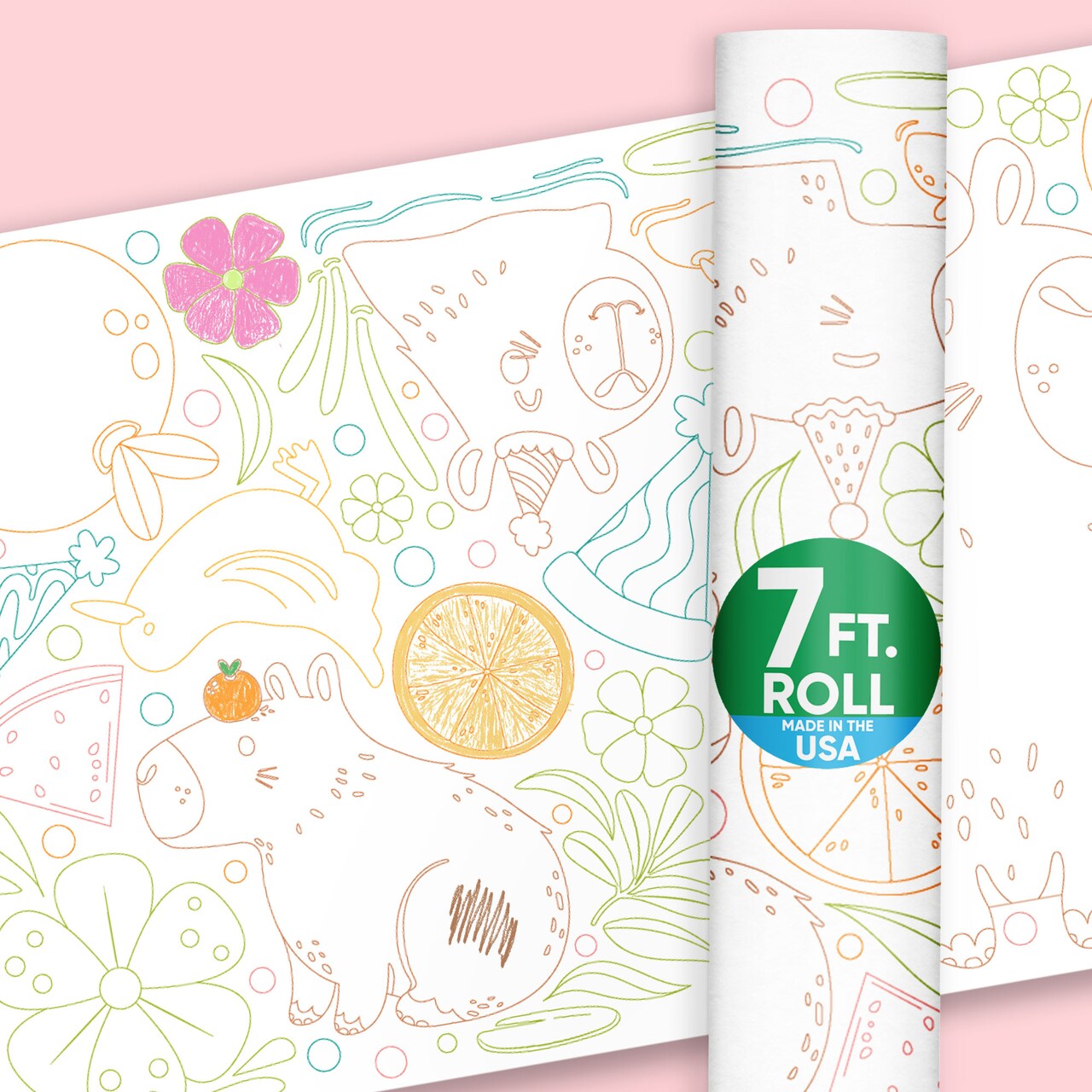 Big Dot of Happiness Capy Birthday Coloring Table Runner, 7ft Long Capybara Party Craft & Activity Table Runner, Giant Coloring Page - 1 Roll